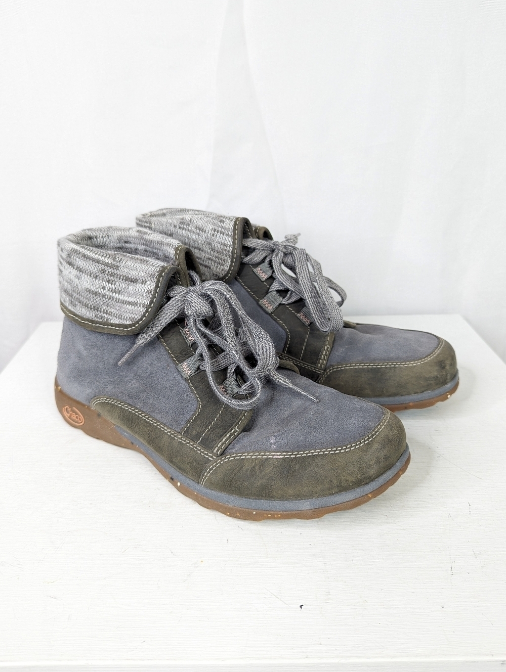 Chaco Barbary Fold Down Suede Leather Lace Up Boots - Size 9.5